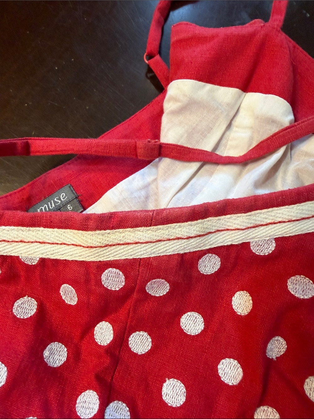 Muse Red and White Polka Dot Spaghetti Strap Dress - Picture 9 of 10